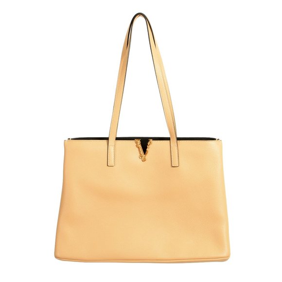 Versace Handbags - Versace Women's 100% Textured Leather V-Logo Tote Handbag Shoulder Bag